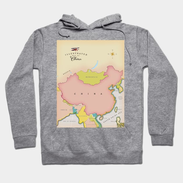 Illustrated map of China Hoodie by nickemporium1